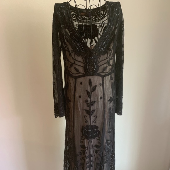 Free People Black Swan Sheer Maxi Dress